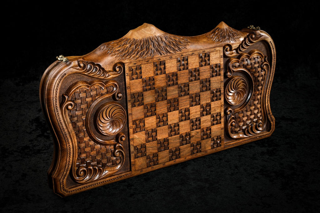 Noah Backgammon with Inlay & Copyrighted Mount Ararat Outline 60 cm | 23.6"