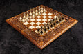 Handcrafted chess backgammon board with ornamental braid pattern and epoxy resin 60 cm