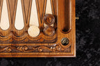 Classic Chess Ornamental Braid Pattern Epoxy Resin chess and backgammon set - angled view showing the craftsmanship
