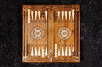 Classic Chess Ornamental Braid Pattern Epoxy Resin chess and backgammon set - side profile of the board