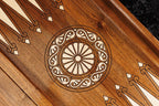 Classic Chess Ornamental Braid Pattern Epoxy Resin chess and backgammon set - chess pieces set up for play