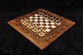 Handcrafted chess backgammon board with ornamental braid pattern and epoxy resin 70 cm