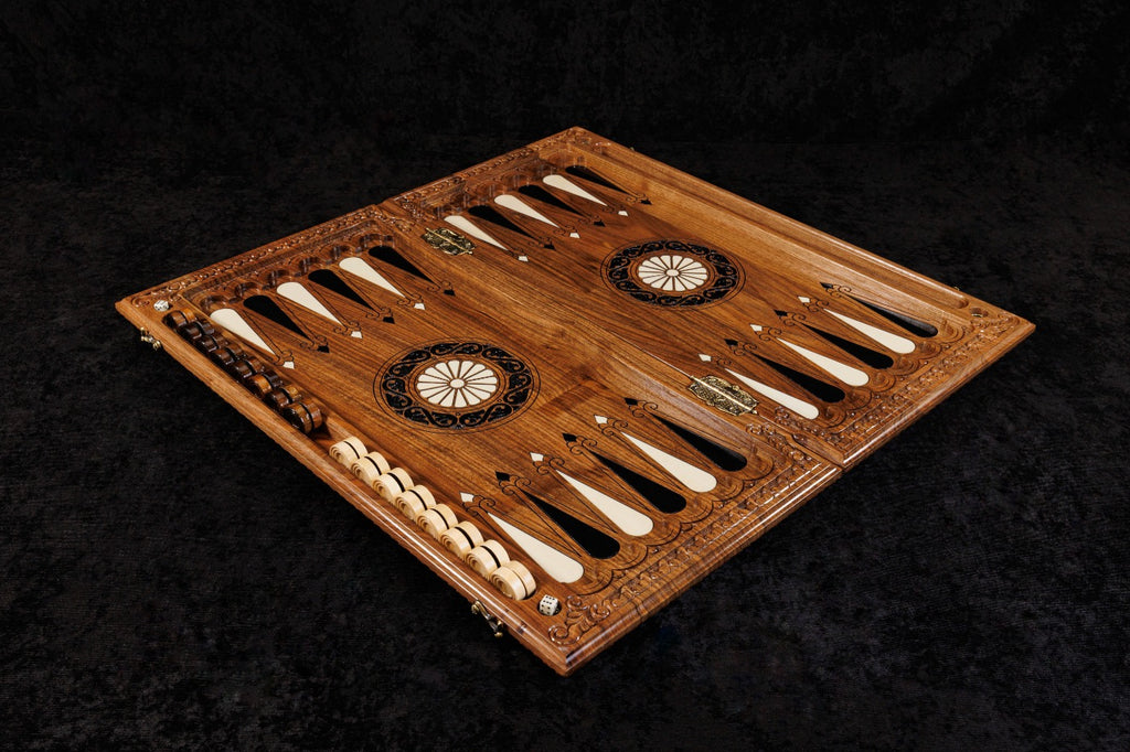 Ornamental Braid Chess–Backgammon Board with Epoxy Resin 70 cm | 23.6"