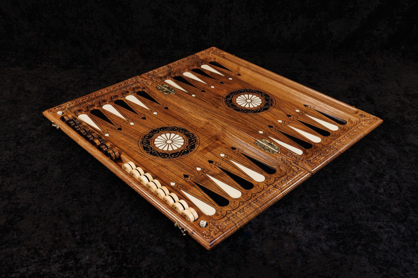 Ornamental Braid Chess–Backgammon Board with Epoxy Resin 70 cm | 23.6"