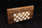 Ornamental Braid Chess Epoxy Resin backgammon board - open board ready for play