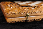 Ornamental Braid Chess Epoxy Resin backgammon board - corner detail of the board