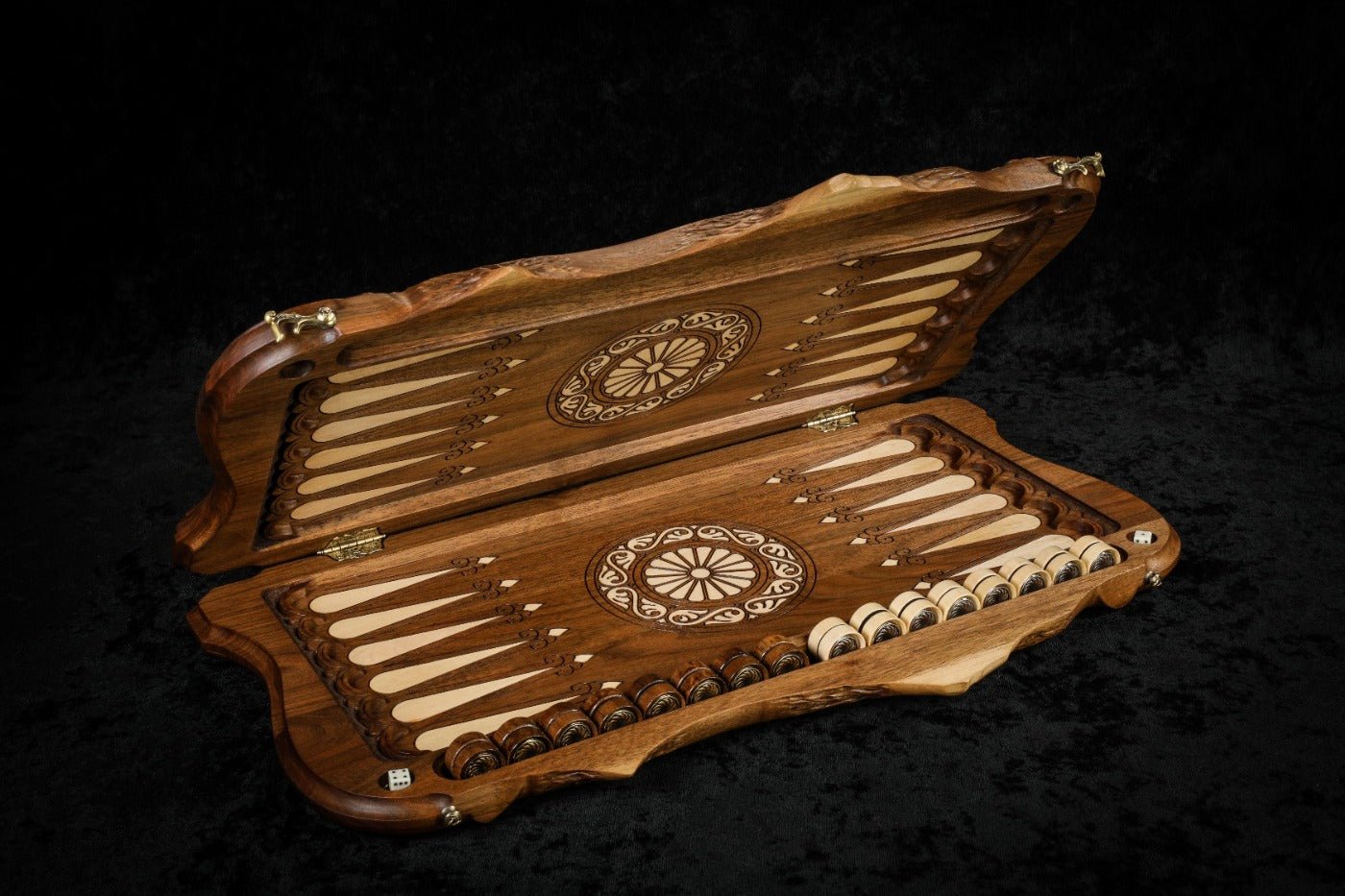 Backgammon „Ländliche Szene“ mit Intarsien & urheberrechtlich geschütztem Umriss des Berges Ararat 60 cm | 23.6"