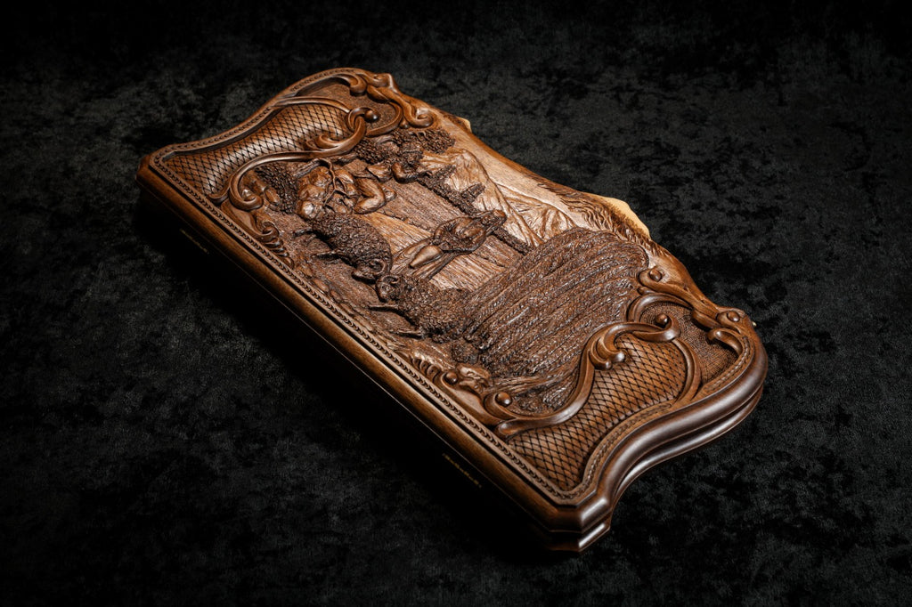Backgammon "Rural Scene" with Inlay & Copyrighted Mount Ararat Outline 60 cm | 23.6"