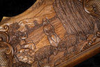 Armenian artisan backgammon set with decorative wood inlay and countryside landscape design