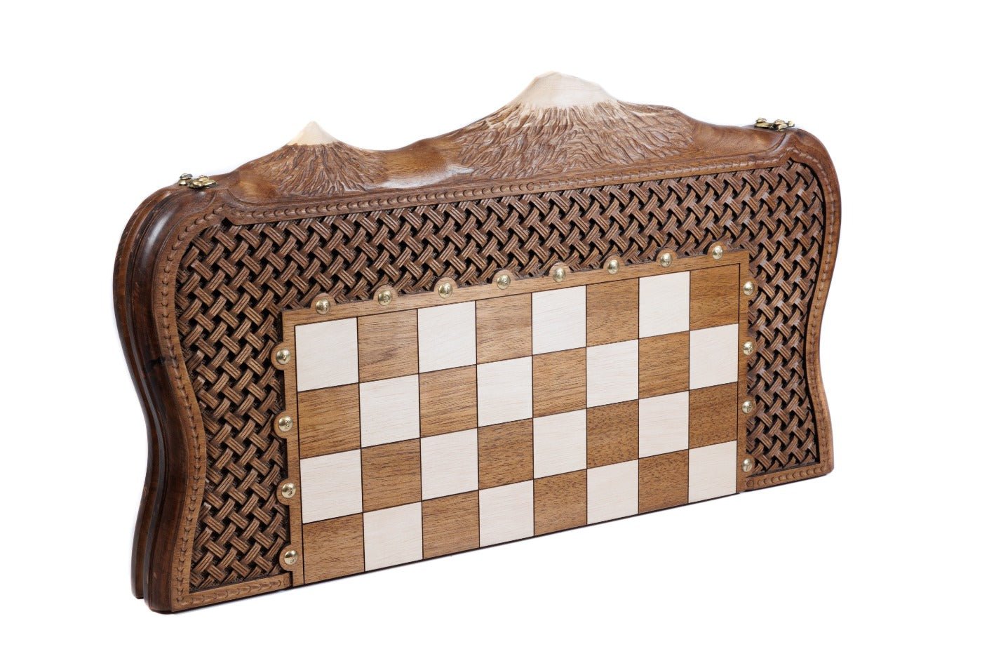 Luxury Wooden Carved Chess Set & Backgammon With Ornamental Braid 60 cm | 23.6" - Unumperfectus