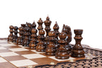 Carved Ornamental Braid chess and backgammon set - angled view showing the craftsmanship