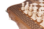 Carved Ornamental Braid chess and backgammon set - carrying case included