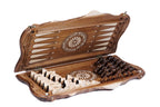 Carved Ornamental Braid chess and backgammon set - detail of the carved border