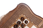 Carved Ornamental Braid chess and backgammon set - full view