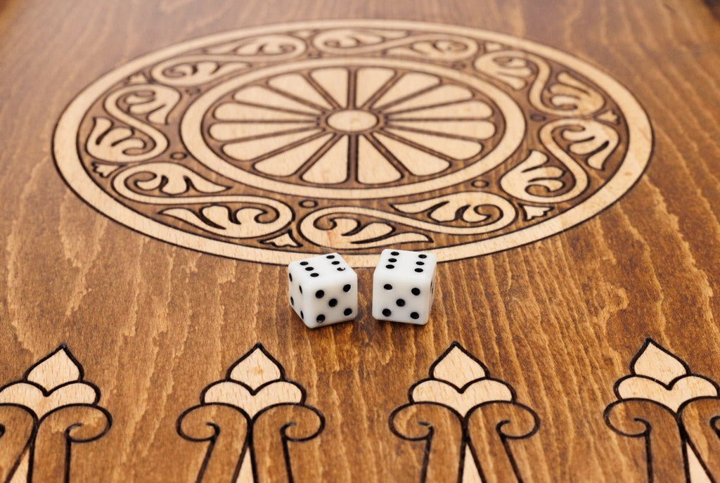 Luxury Wooden Carved Chess Set & Backgammon With Ornamental Braid 60 cm | 23.6" - Unumperfectus