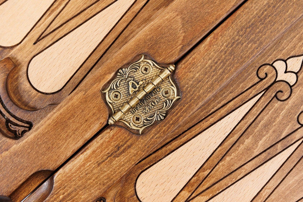 Luxury Wooden Carved Chess Set & Backgammon With Ornamental Braid 60 cm | 23.6" - Unumperfectus