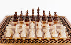 Square Design Bronze Legs chess set in wood and bronze by Hrachya Ohanyan