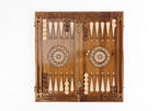 Hand Carved Ornamental Braid chess and backgammon set - detail of the carved border