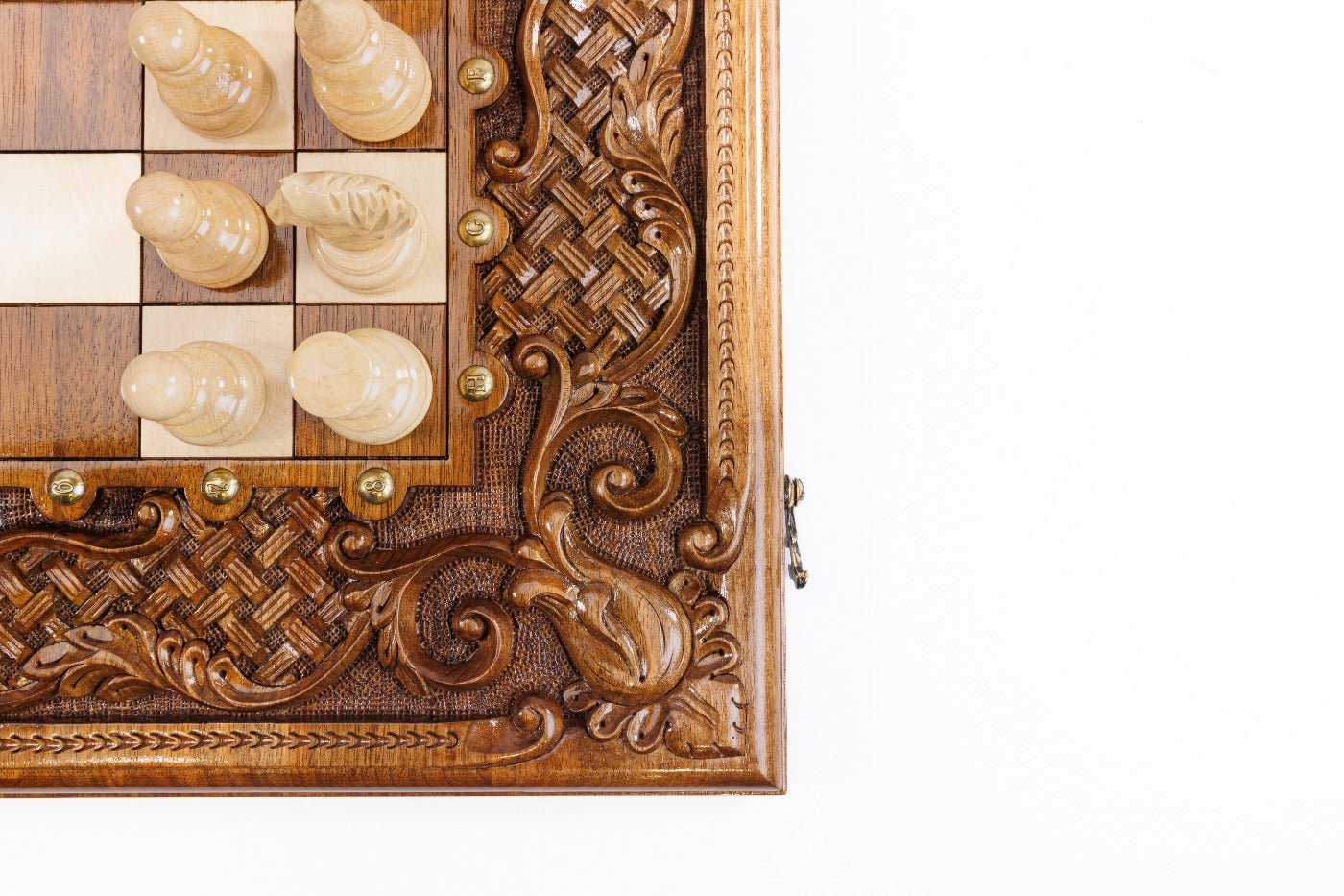 Hand Carved Luxury Chess Set & Backgammon With Ornamental Braid 60 cm | 23.6" - Unumperfectus