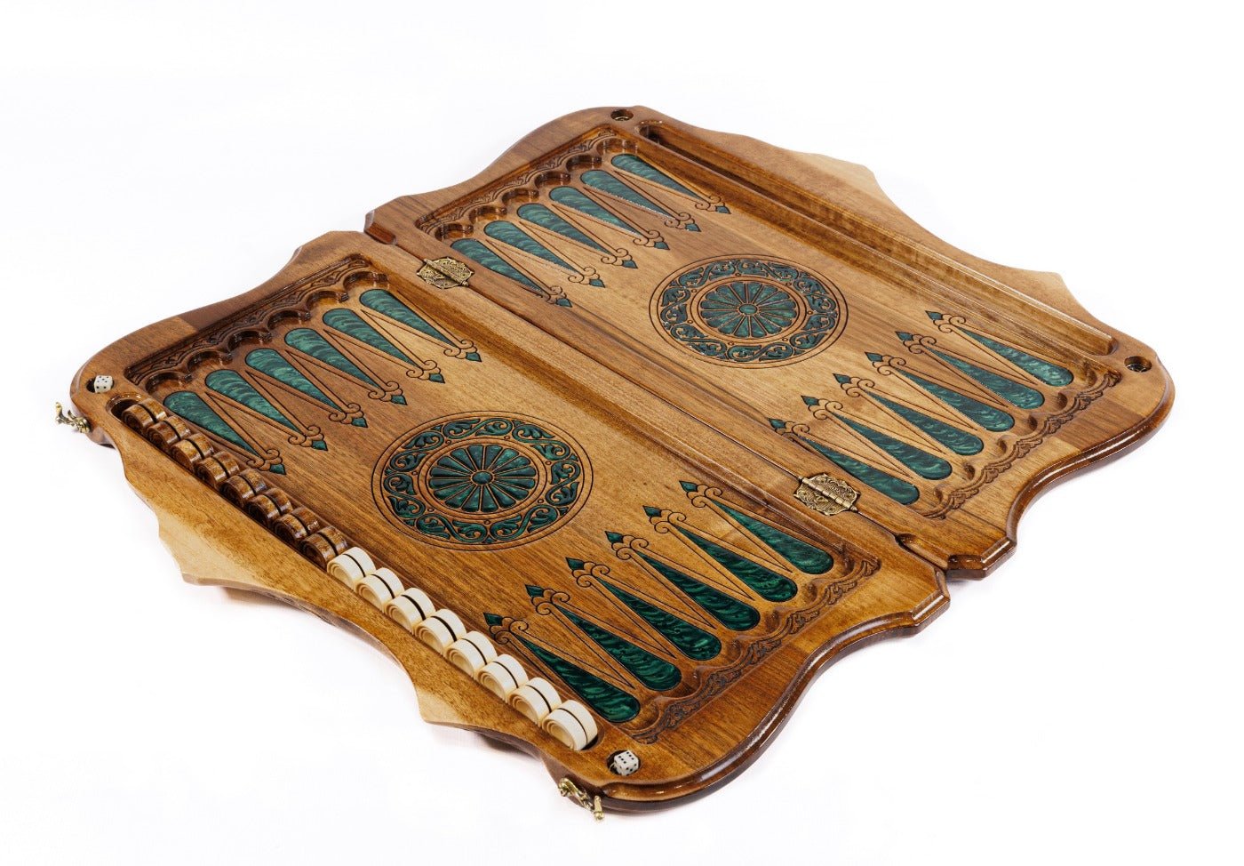 Premium handcrafted wooden backgammon board cultural epoxy artistic style