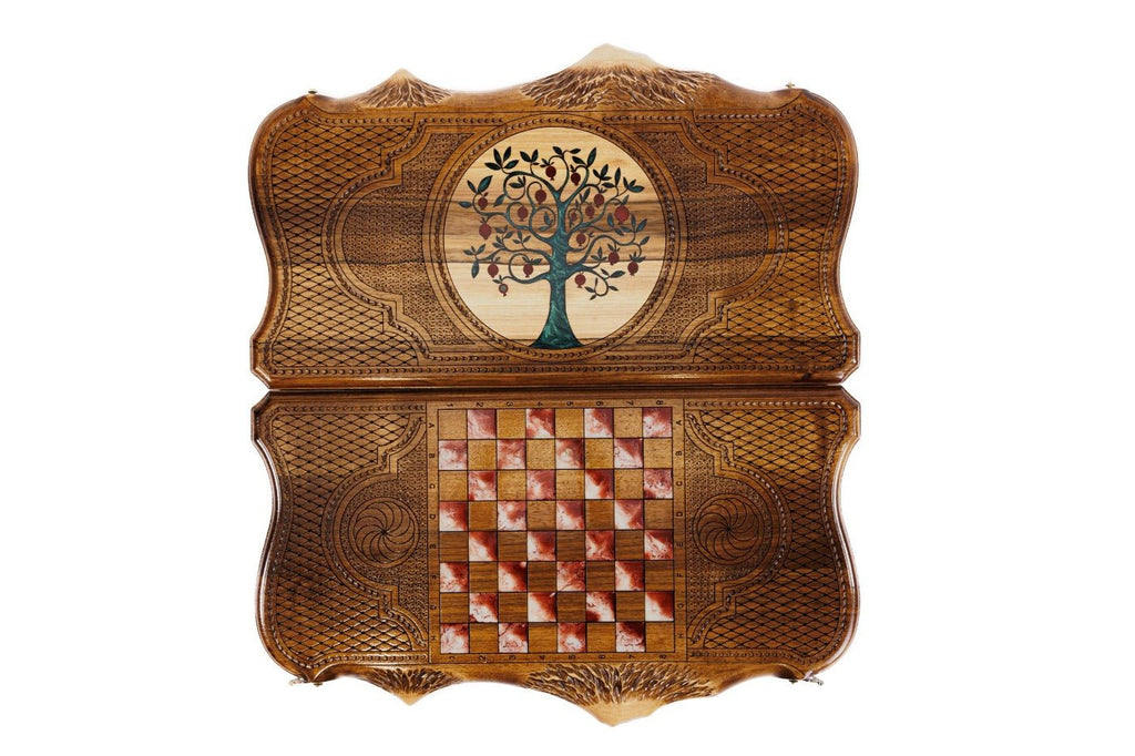 Backgammon Board - Pomegranate Tree Epoxy - Unumperfectus