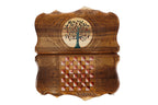 Pomegranate Tree Epoxy backgammon board - close-up of the carved design