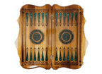 Pomegranate Tree Epoxy backgammon board - side profile showing the craftsmanship