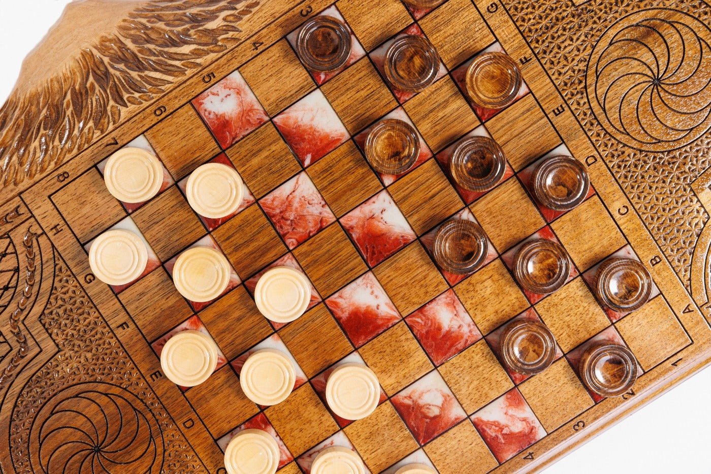 Backgammon Board - Pomegranate Tree Epoxy - Unumperfectus