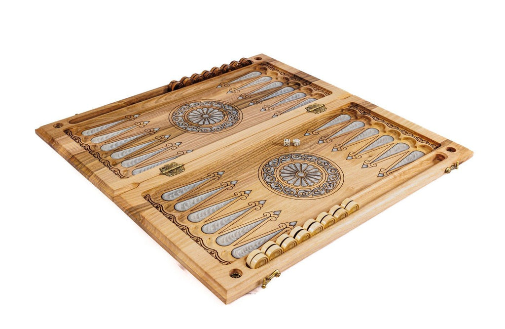 Premium handcrafted wooden backgammon board incrustation artistic style