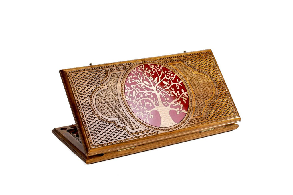 Tree epoxy wooden backgammon board handcrafted luxury design