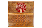 Tree Epoxy backgammon board - close-up of the carved design