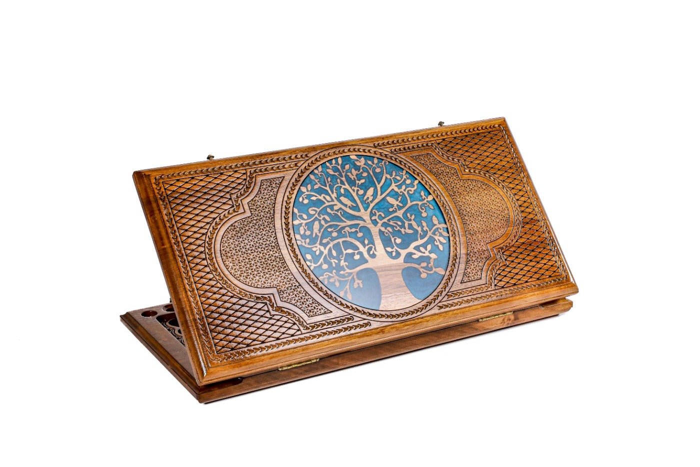 Tree epoxy wooden backgammon board handcrafted luxury design