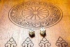Tree Blue Epoxy backgammon board - close-up of the playing surface