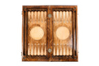 Backgammon field of the classic combo set laid flat, carved points and plain inlaid circles