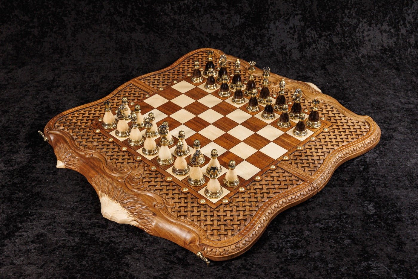 Luxury Armenian chess and backgammon set with Mount Ararat outline