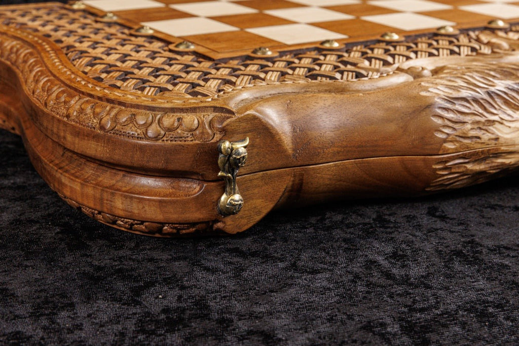 Chess Set & Backgammon Board - Ornamental Braid Pattern 60cm | 23.6" - Unumperfectus
