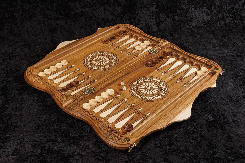Premium artisan chess and backgammon set cultural Armenian artwork