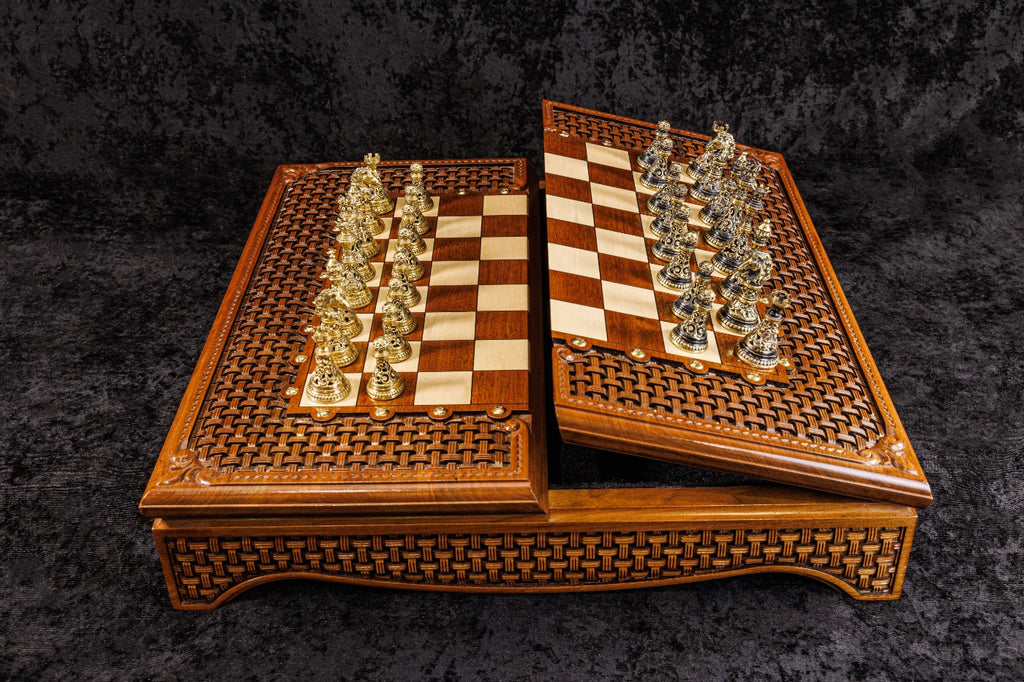 Box-Style Wooden Chess Set 60 cm | 23.6" Handmade Folding Chess Board
