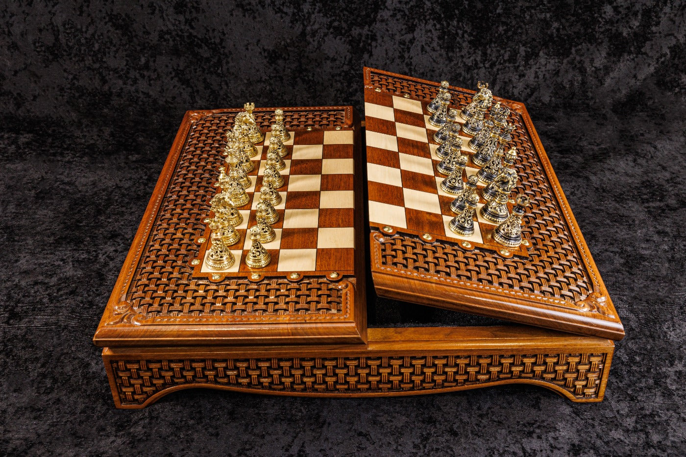 Box-Style Wooden Chess Set 60 cm | 23.6" Handmade Folding Chess Board