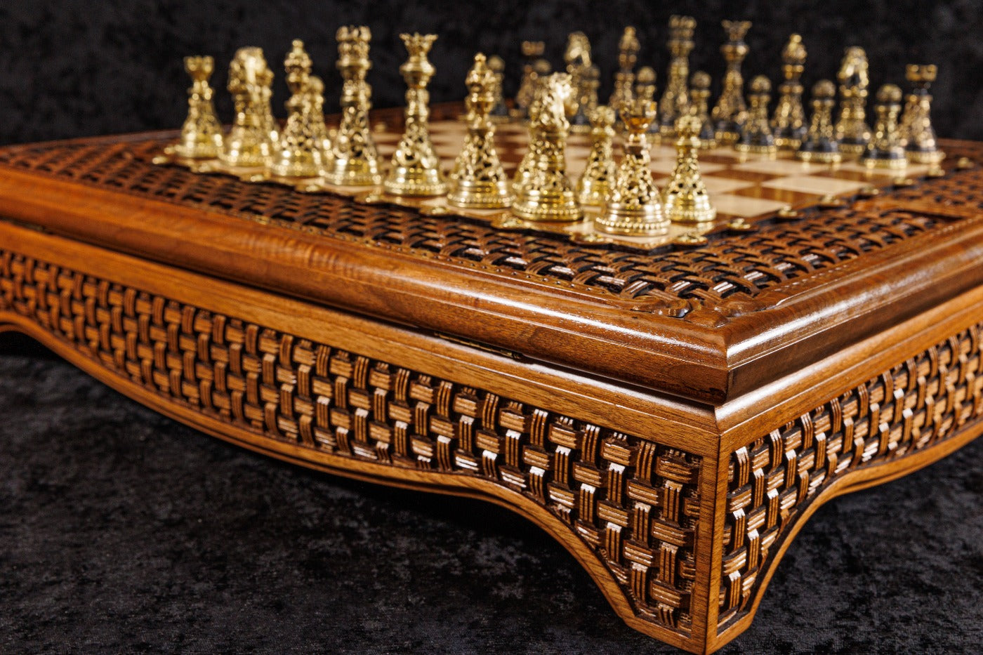Box-Style Wooden Chess Set 60 cm | 23.6" Handmade Folding Chess Board