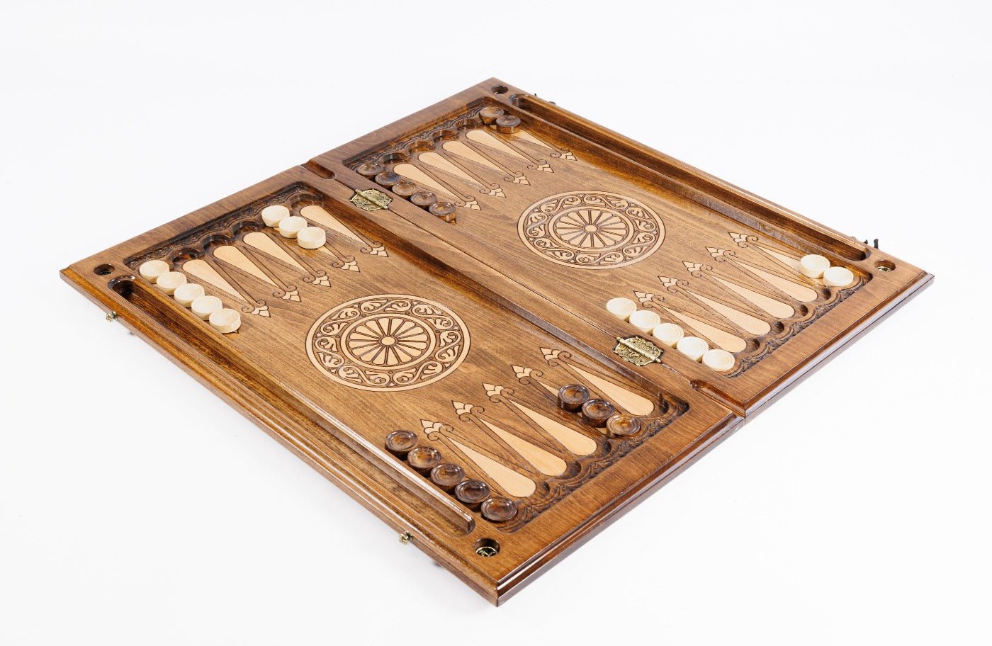 Premium handcrafted wooden backgammon board elegant two sided style