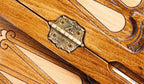 Ornamental Two Sided backgammon board - detail of the wood grain and finish
