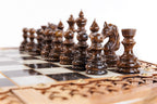 Carved Epoxy Squares chess and backgammon set - close-up of the playing squares