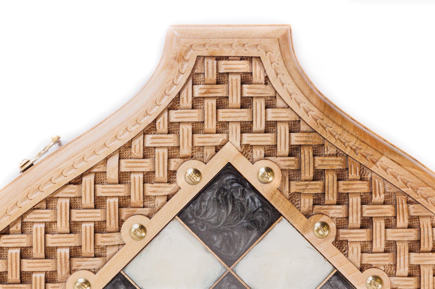 Luxury Wooden Carved Chess Board & Backgammon With Epoxy Squares 60 cm | 23.6" - Unumperfectus
