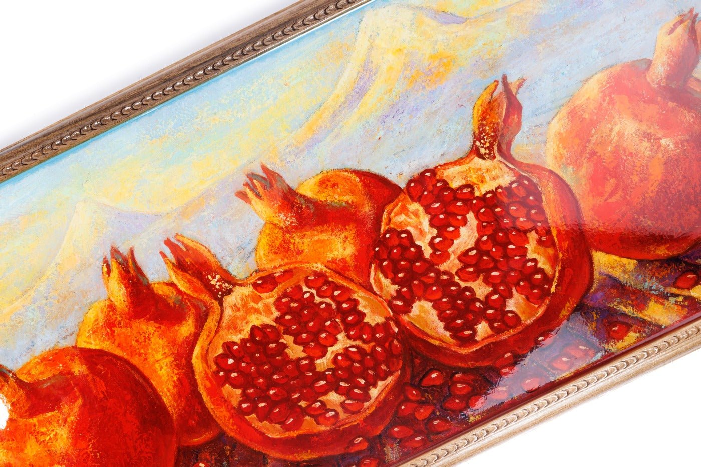 Luxury backgammon board with artistic painting and epoxy detail