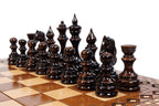 Armenian Carpet chess and backgammon set - angled view showing the craftsmanship
