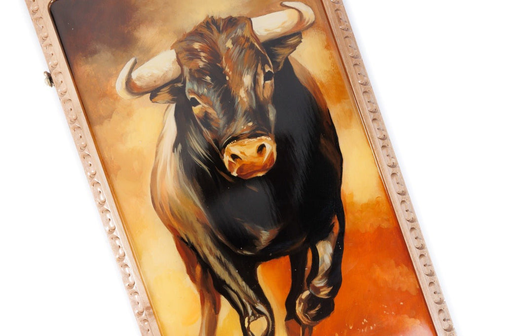 Premium handcrafted wooden backgammon board bull horse artwork epoxy style