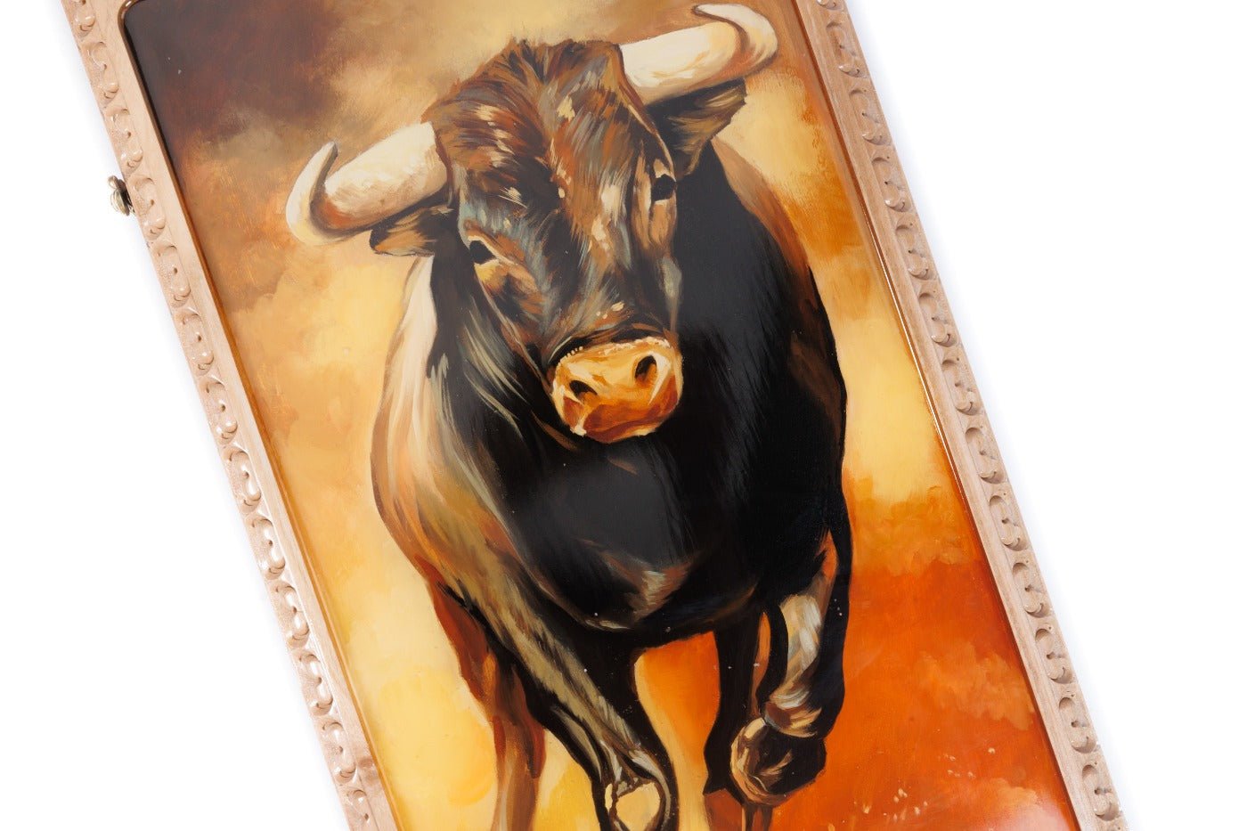 Premium handcrafted wooden backgammon board bull horse artwork epoxy style