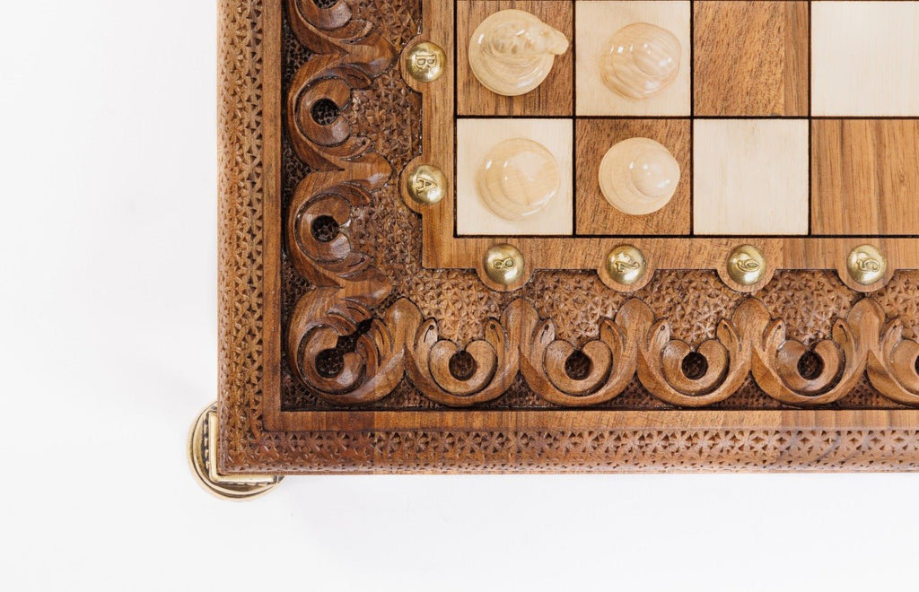 Wooden Square Chess Set with Bronze Legs 40 cm | 15.6" - Unumperfectus