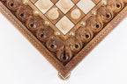 Square Bronze Legs chess set - detail of the carved border